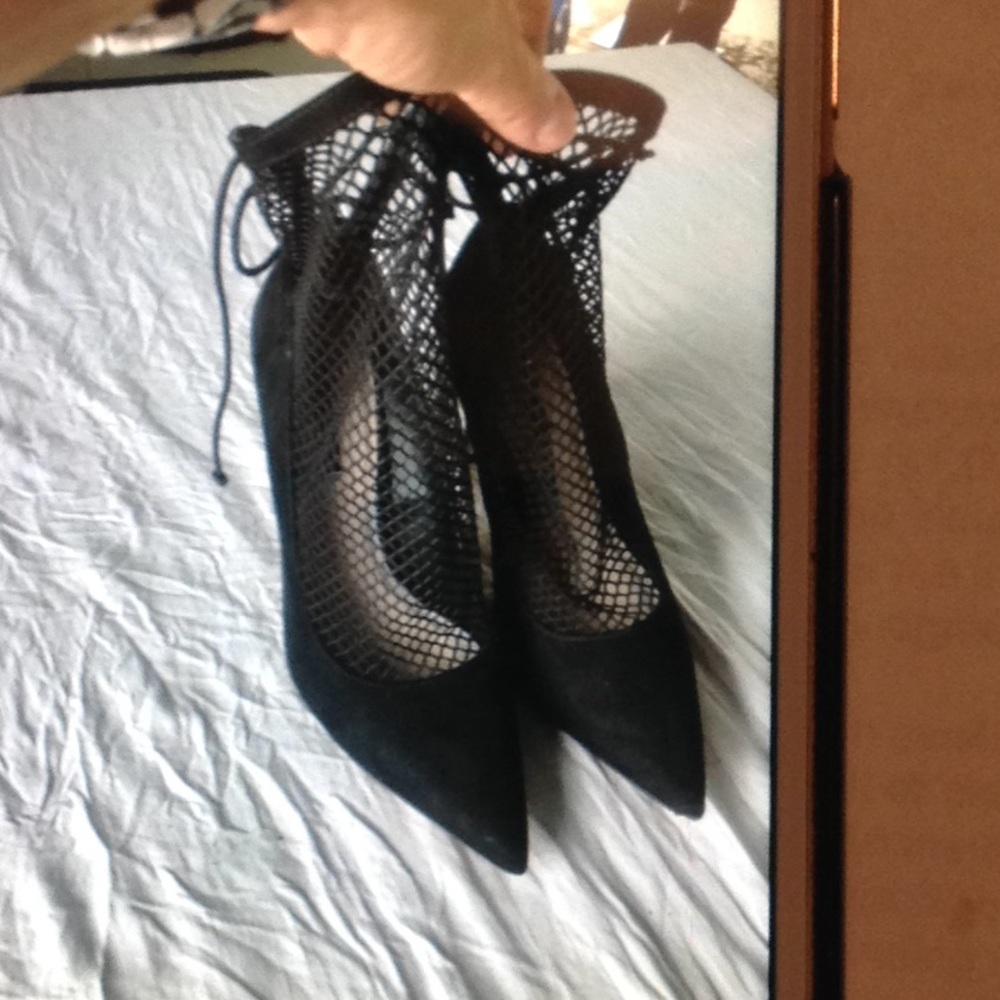Super cool pointy toe with fish net detail by Zara